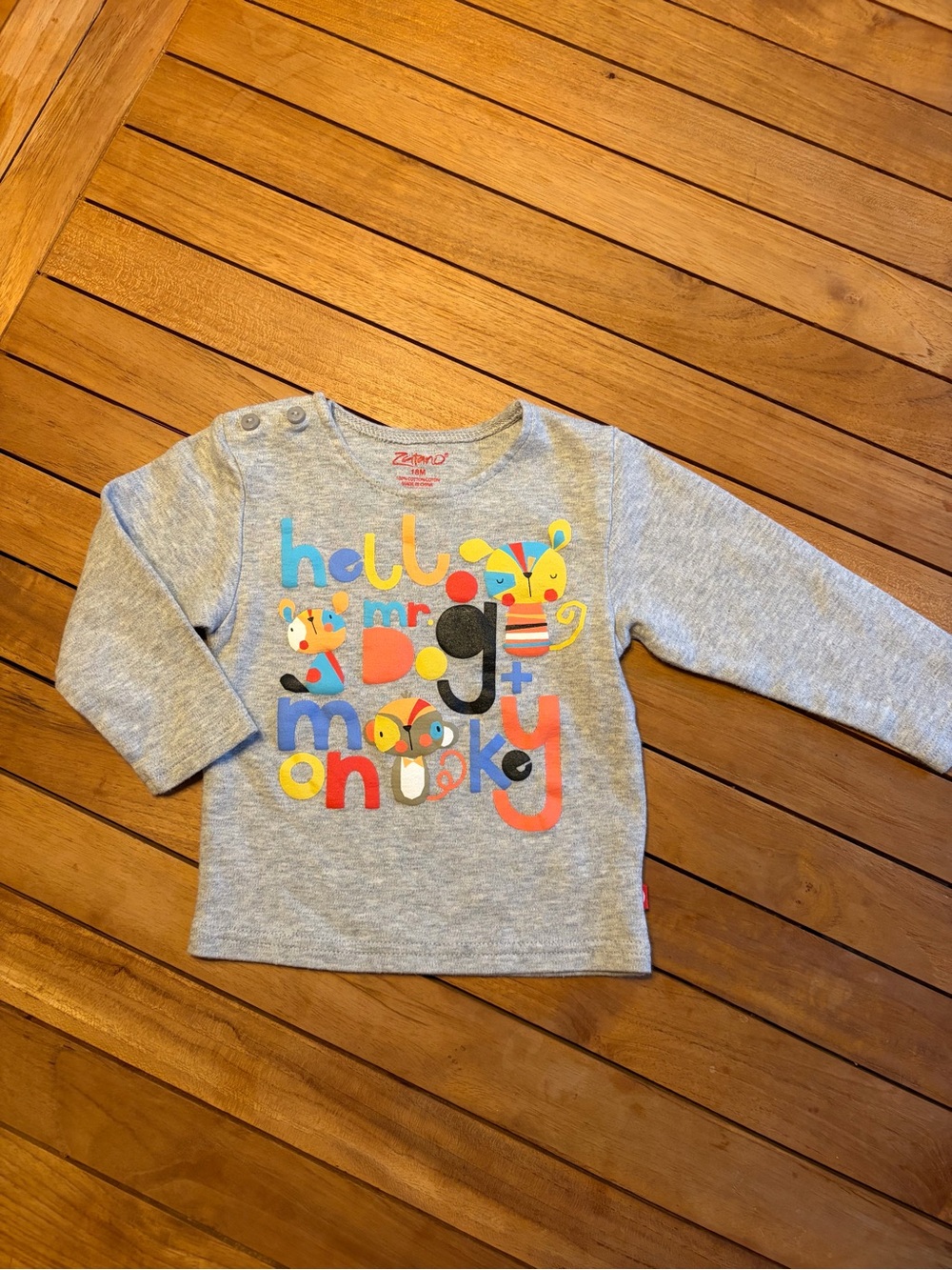 “Hello Mr. Dog + Monkey” Graphic Print Long Sleeve Tee